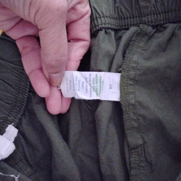 Aerie Women's Dark Green Drawstring Wide Leg Baggy Cargo Jogger Pants Size L - Picture 7 of 7